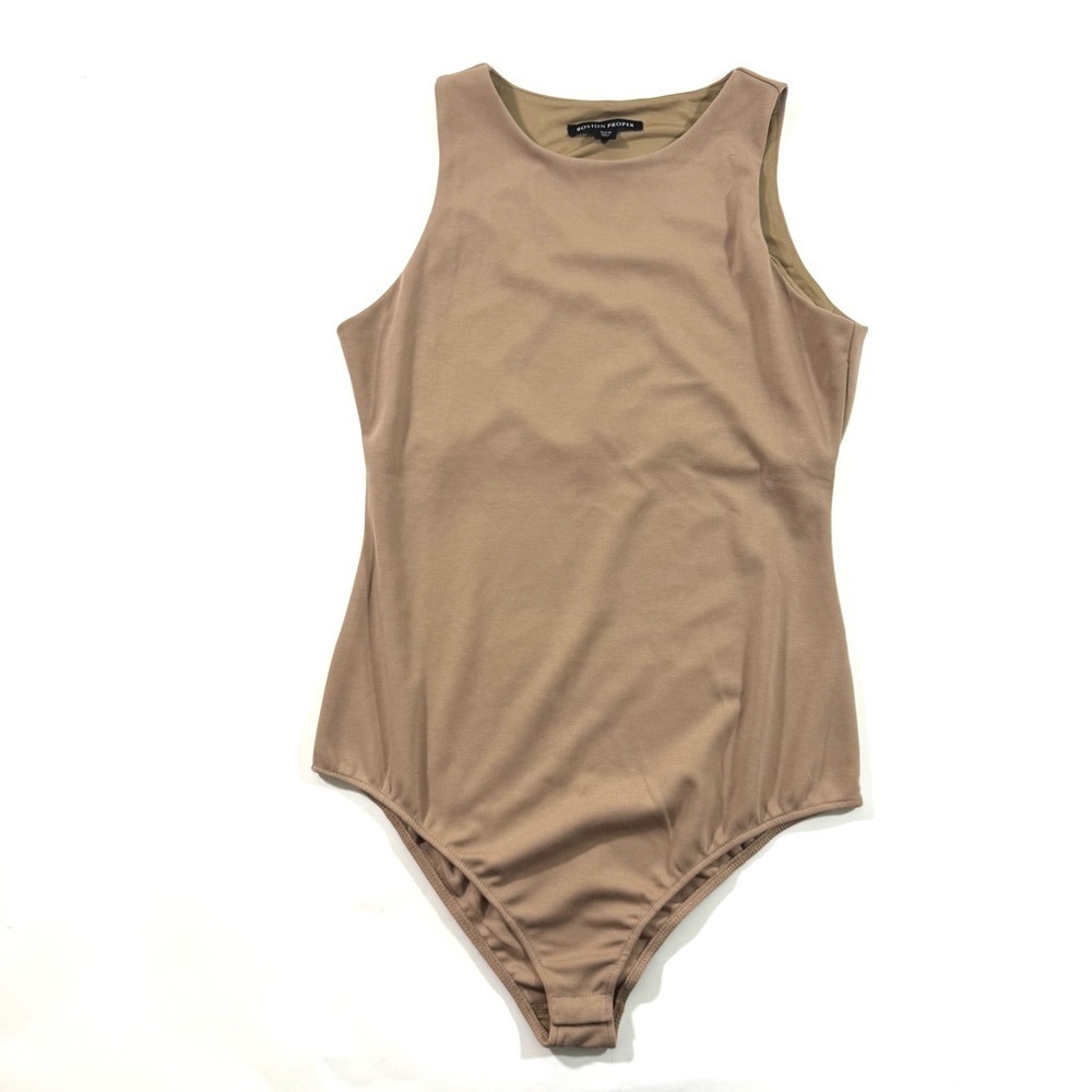 Boston Proper Sleeveless Bodysuit Beige Size Medium